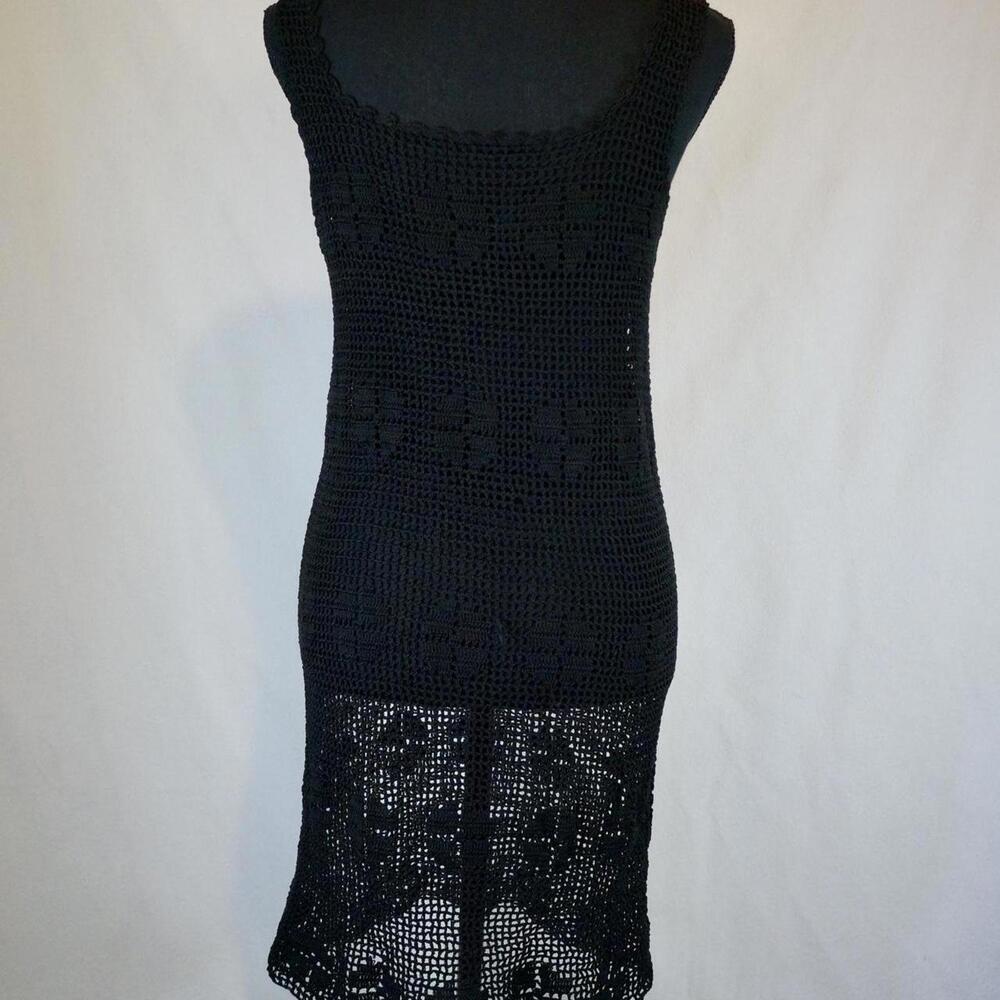 black lace knit crochet dress swim cover-up